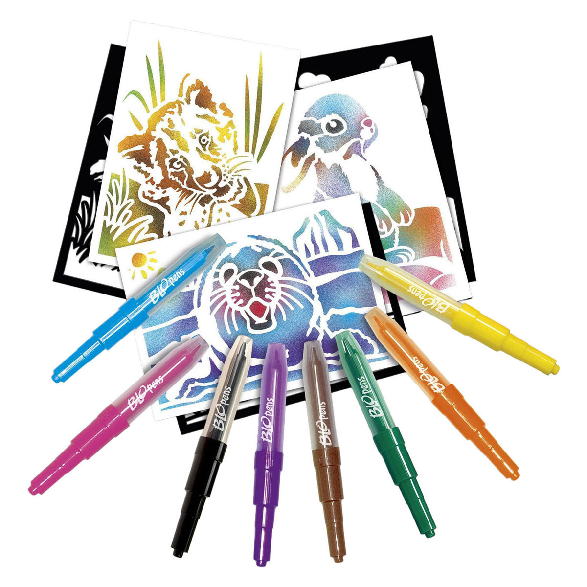 Kit de loisirs créatifs Blopens Animaux Bébés avec 8 stylos à souffler