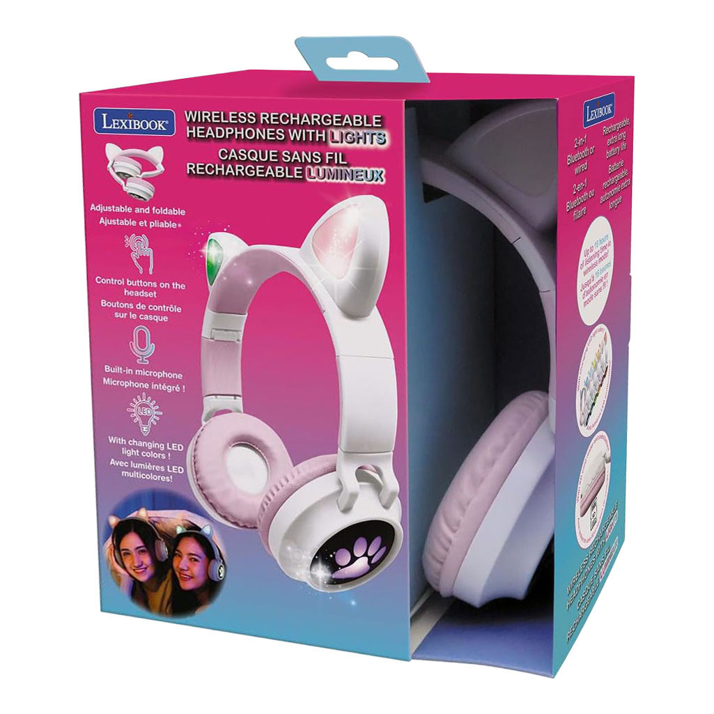 2-in-1 Bluetooth-Kopfhörer mit leuchtenden Katzenohren