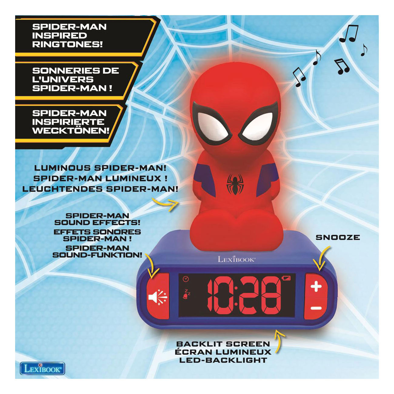 Réveil numérique 3D Spider-Man avec lumière et son