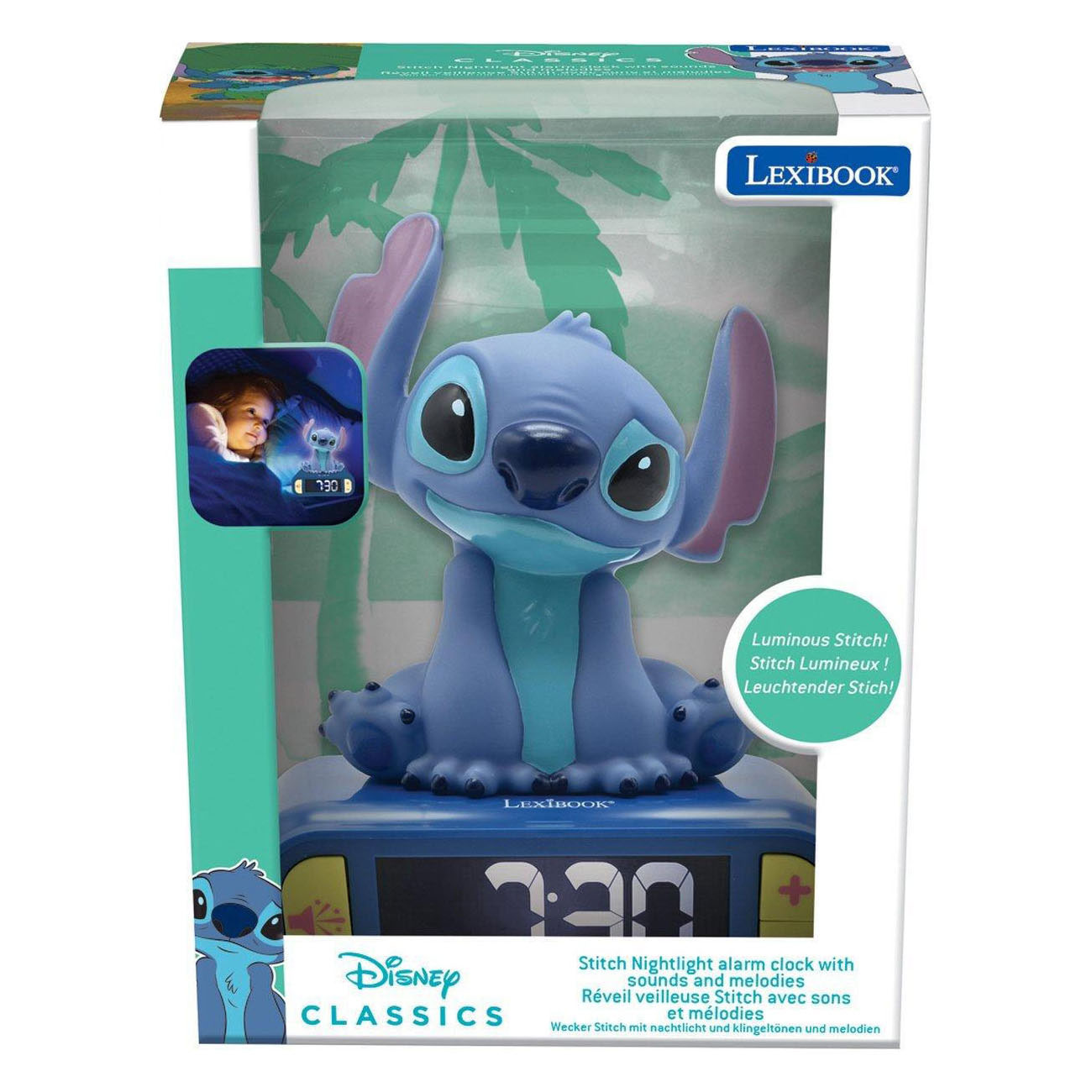 Réveil numérique 3D Stitch avec lumière et son