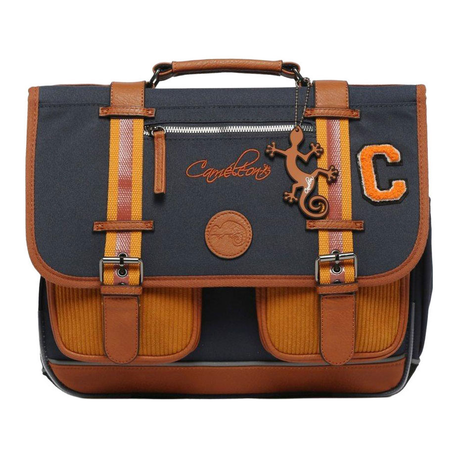 Cartable Caméléon Moutarde Badges - 38cm
