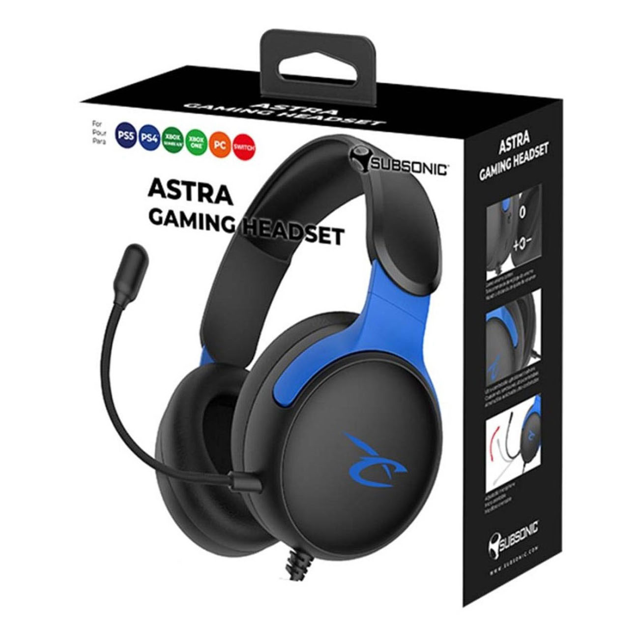 Subsonic Astra Bedrade Gaming Headset Zwart/Blauw