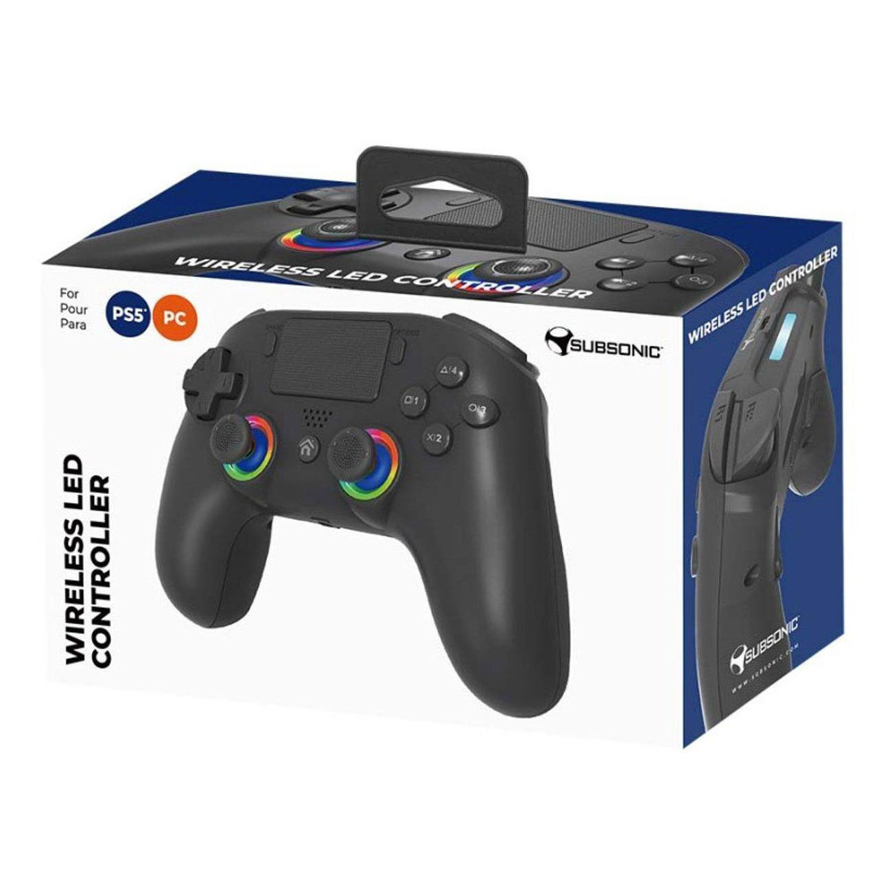 Manette sans fil LED Subsonic PS5 noire