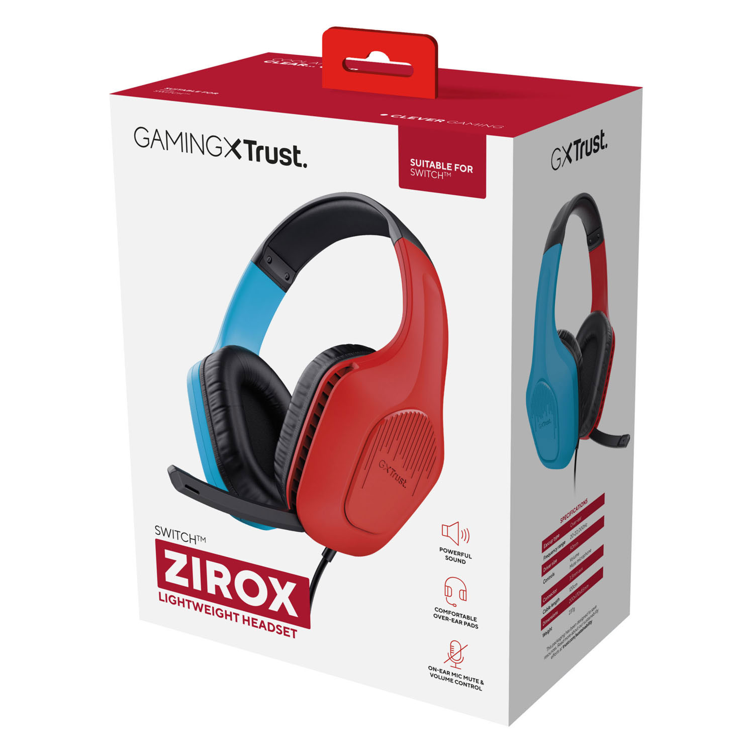 Casque de jeu Trust GXT 416S Zirox Rouge/Bleu pour Nintendo Switch