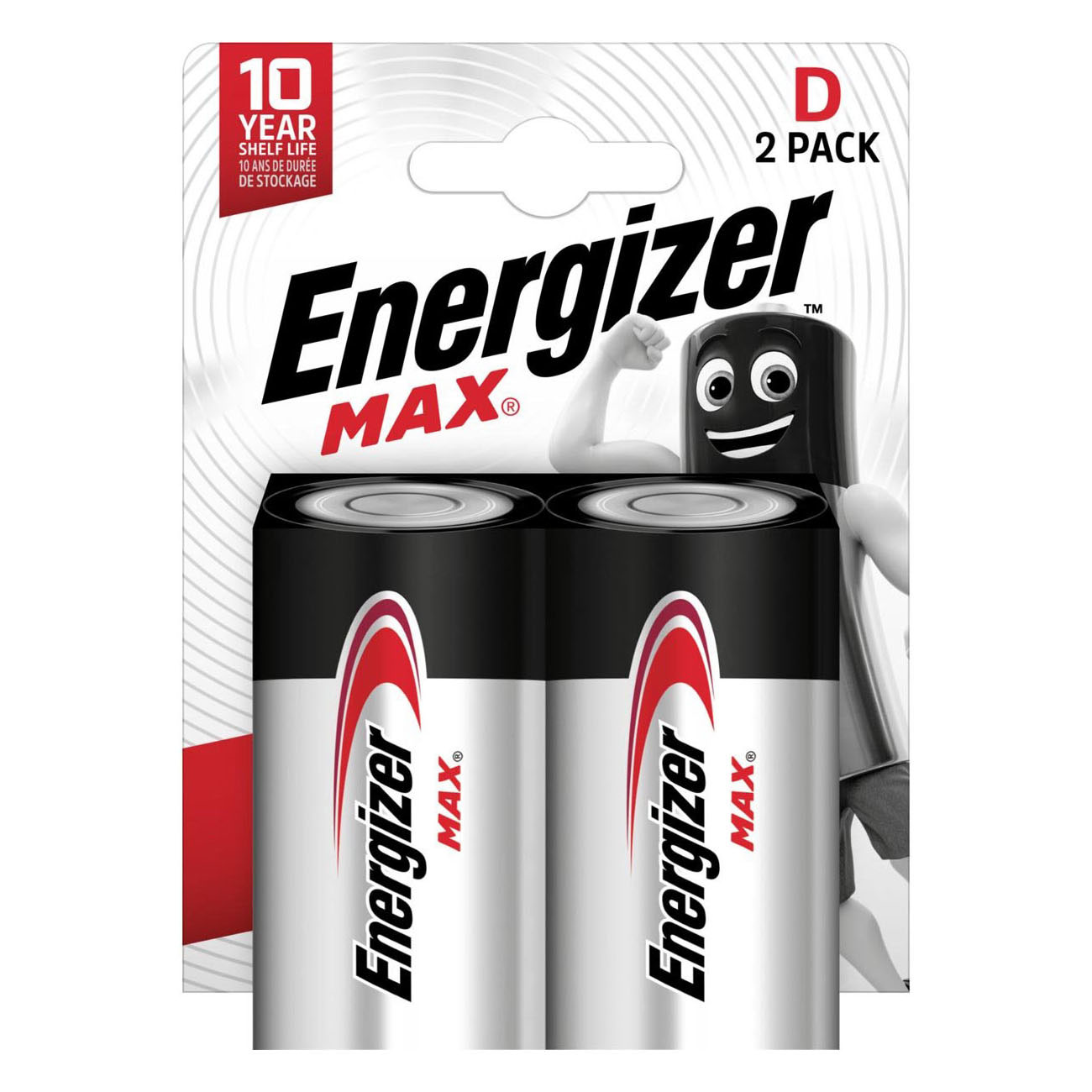 Piles alcalines Energizer Max D, 2 unités.