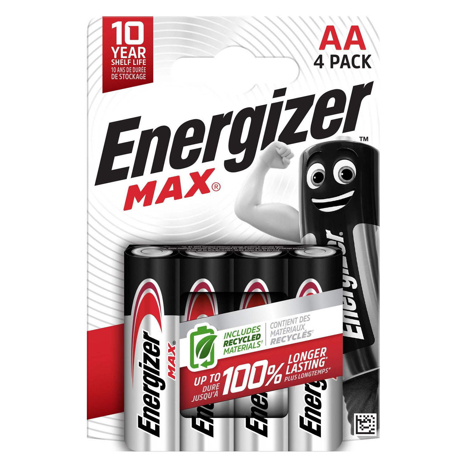 Piles alcalines Energizer Max AA, lot de 4.