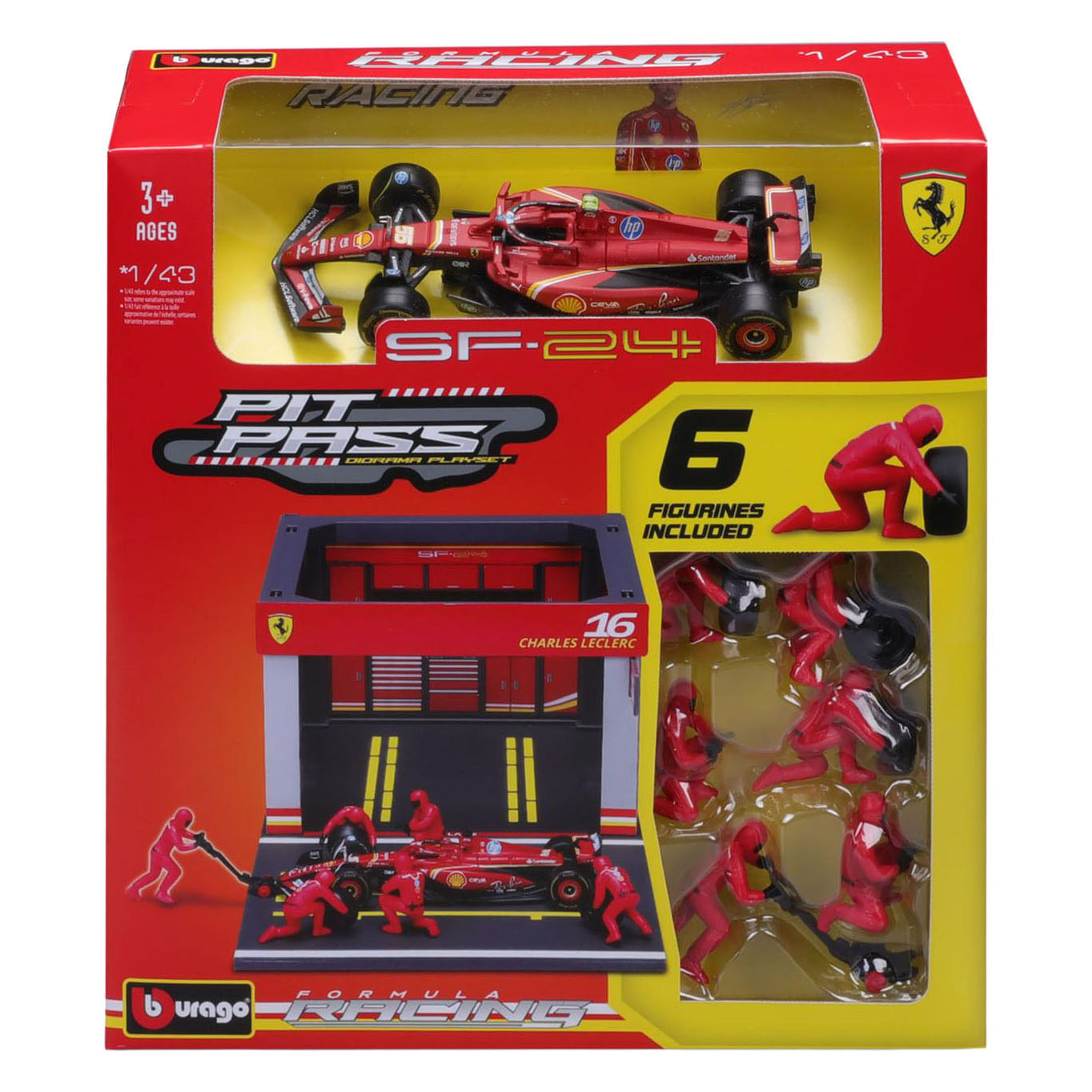 Burago Ferrari Pit Pass met Charles Leclerc - 1:43
