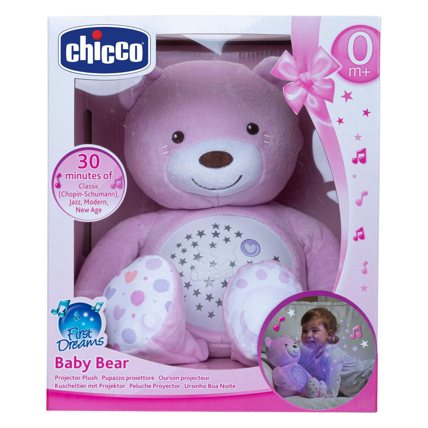 Knuffel projector Baby Bear First Dreams roze