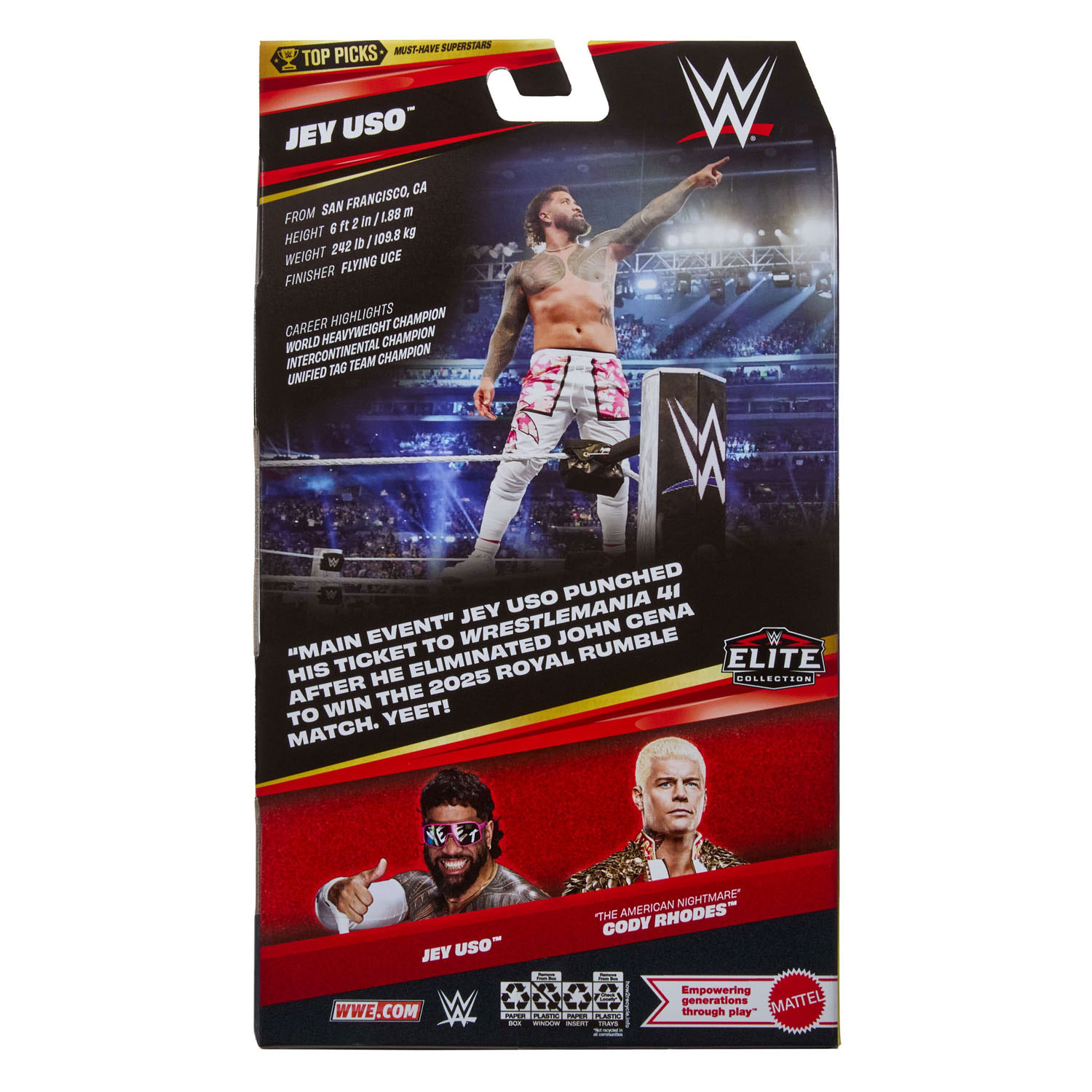 WWE Elite Collection Jey Uso Actiefiguur - 17cm