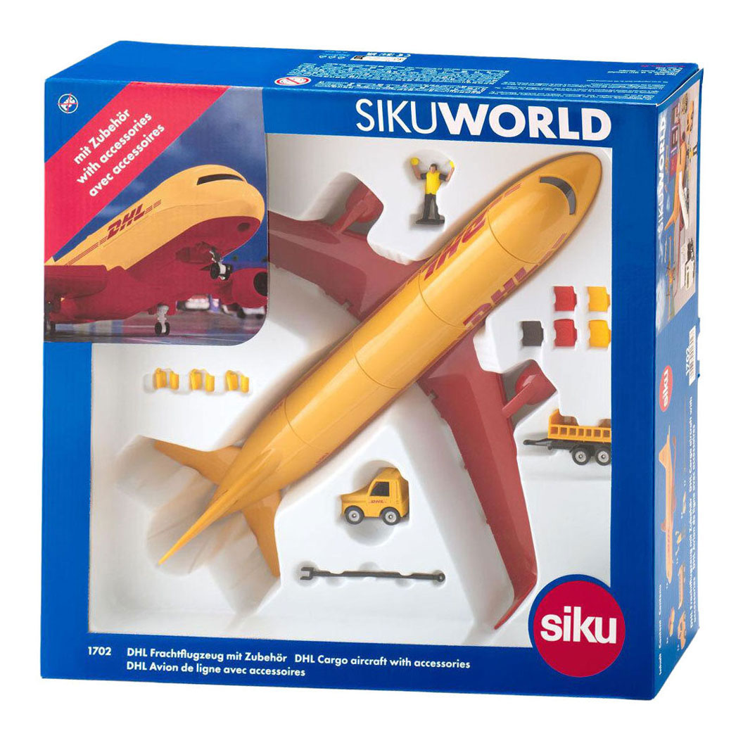 Siku 1702 DHL Cargo Vliegtuig met Accessories