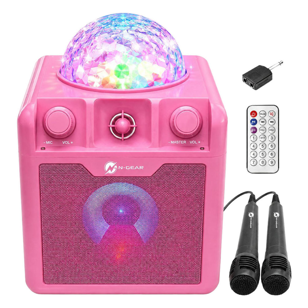 N-Gear Disco Block 410 Bluetooth Speaker Karaoke Set - Roze