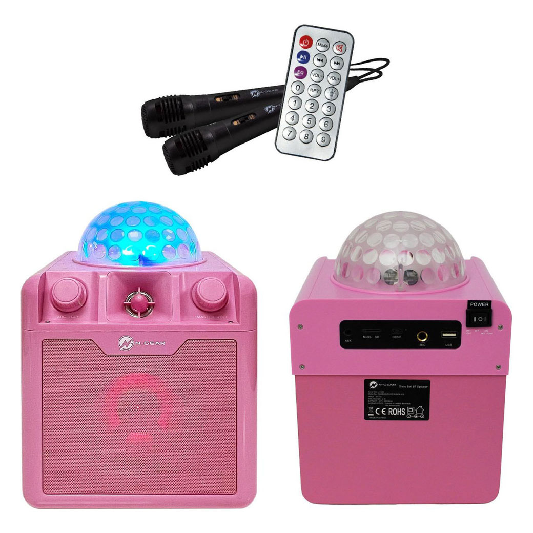 N-Gear Disco Block 410 Bluetooth Speaker Karaoke Set - Roze