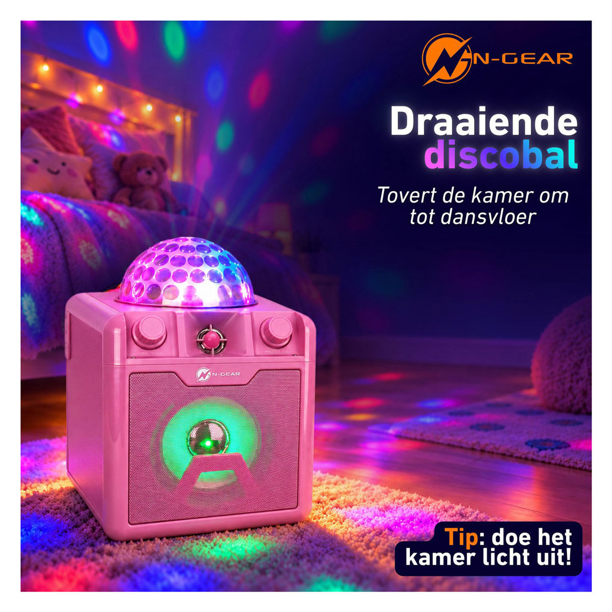 N-Gear Disco Block 410 Bluetooth Speaker Karaoke Set - Roze