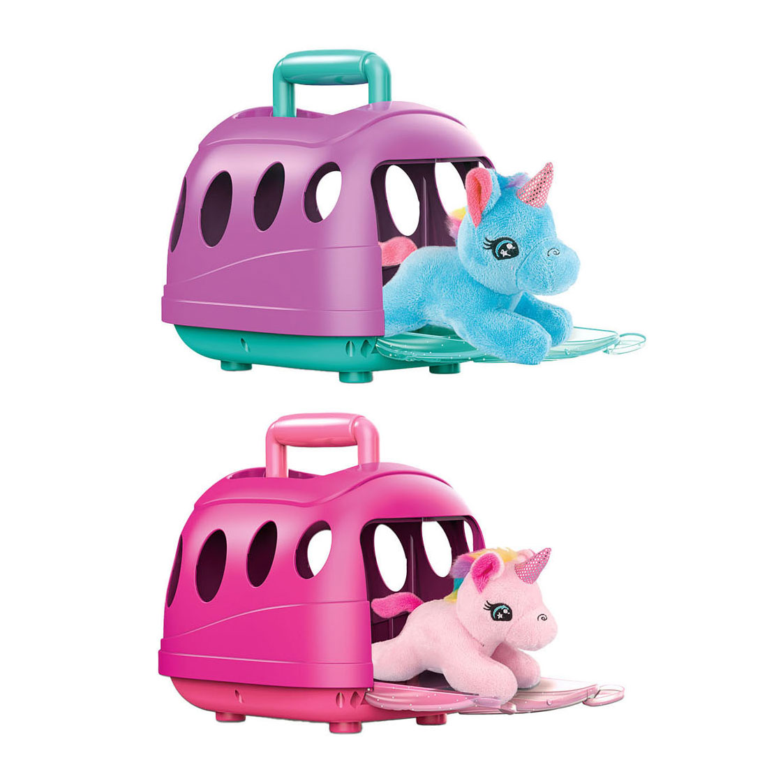 Peluche licorne dans une valise de voyage