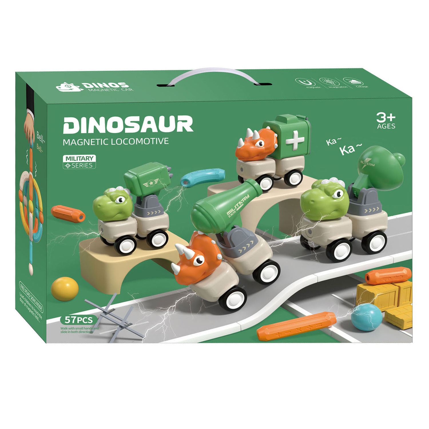 Jeu d'aimants Dino, 57 pcs.