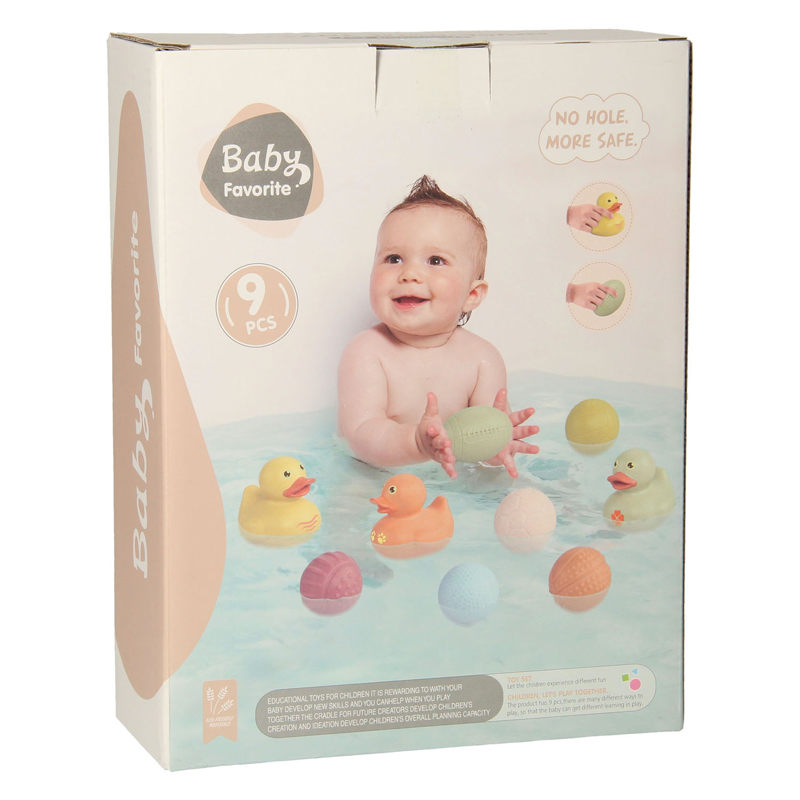 Ensemble de jouets de bain avec boules de bain sensorielles et canards en caoutchouc Pastel