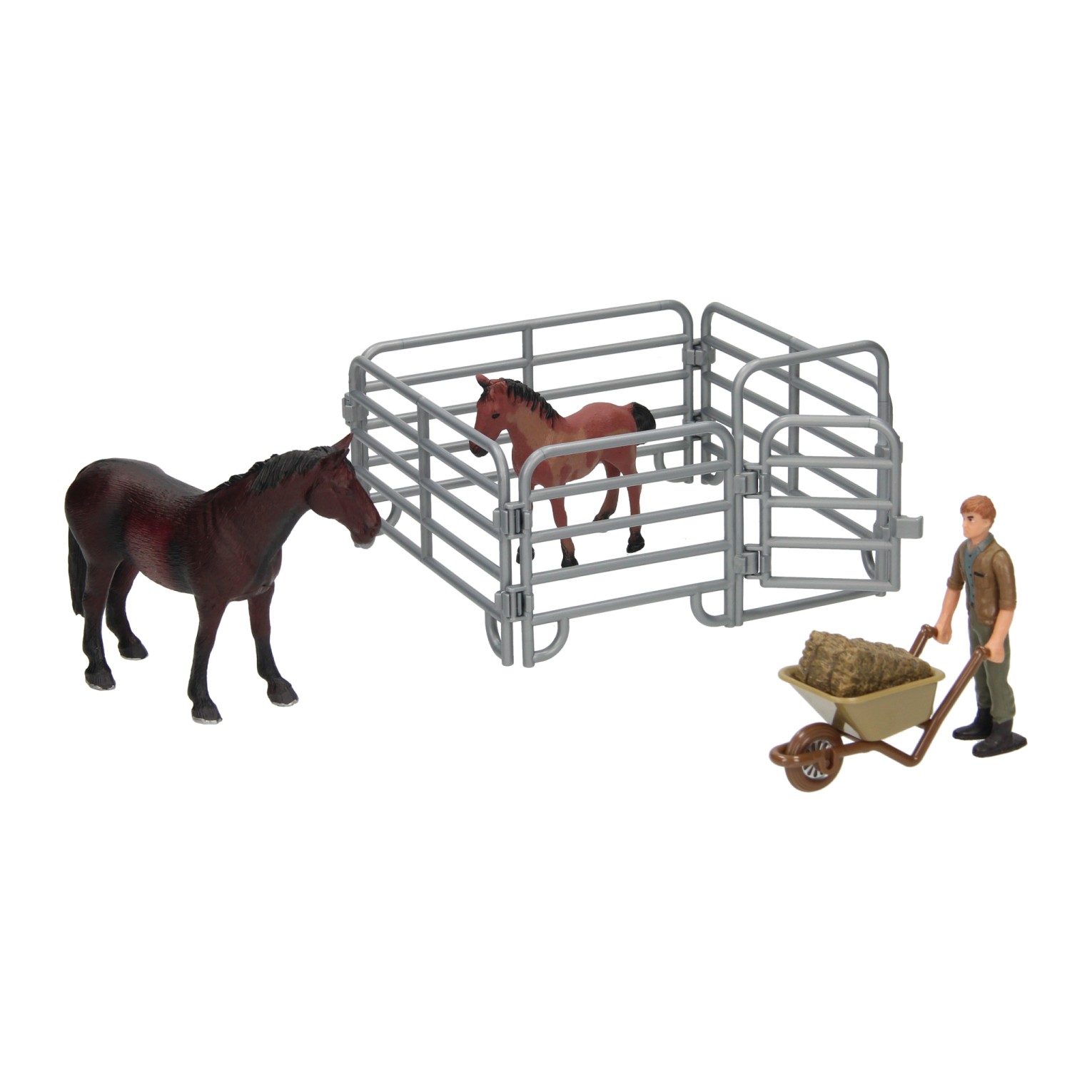 Coffret de jeu Chevaux avec gardien - Marron