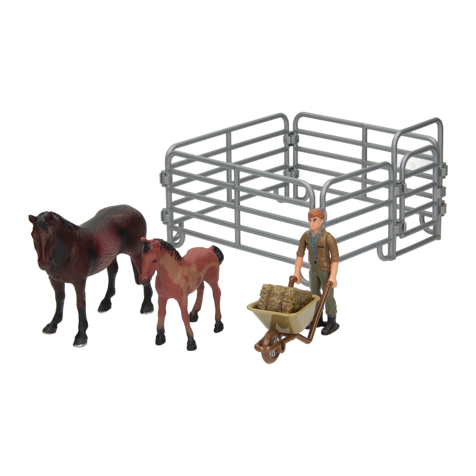 Coffret de jeu Chevaux avec gardien - Marron