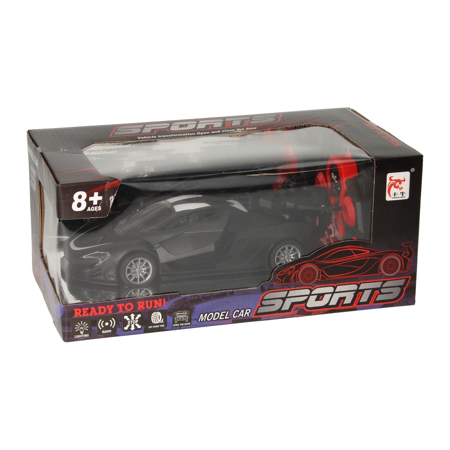 Voiture de sport RC avec fonction vapeur noire