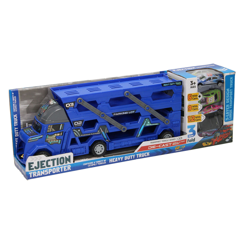 Uitklapbare Autotransporter met Afschietfunctie - Blauw