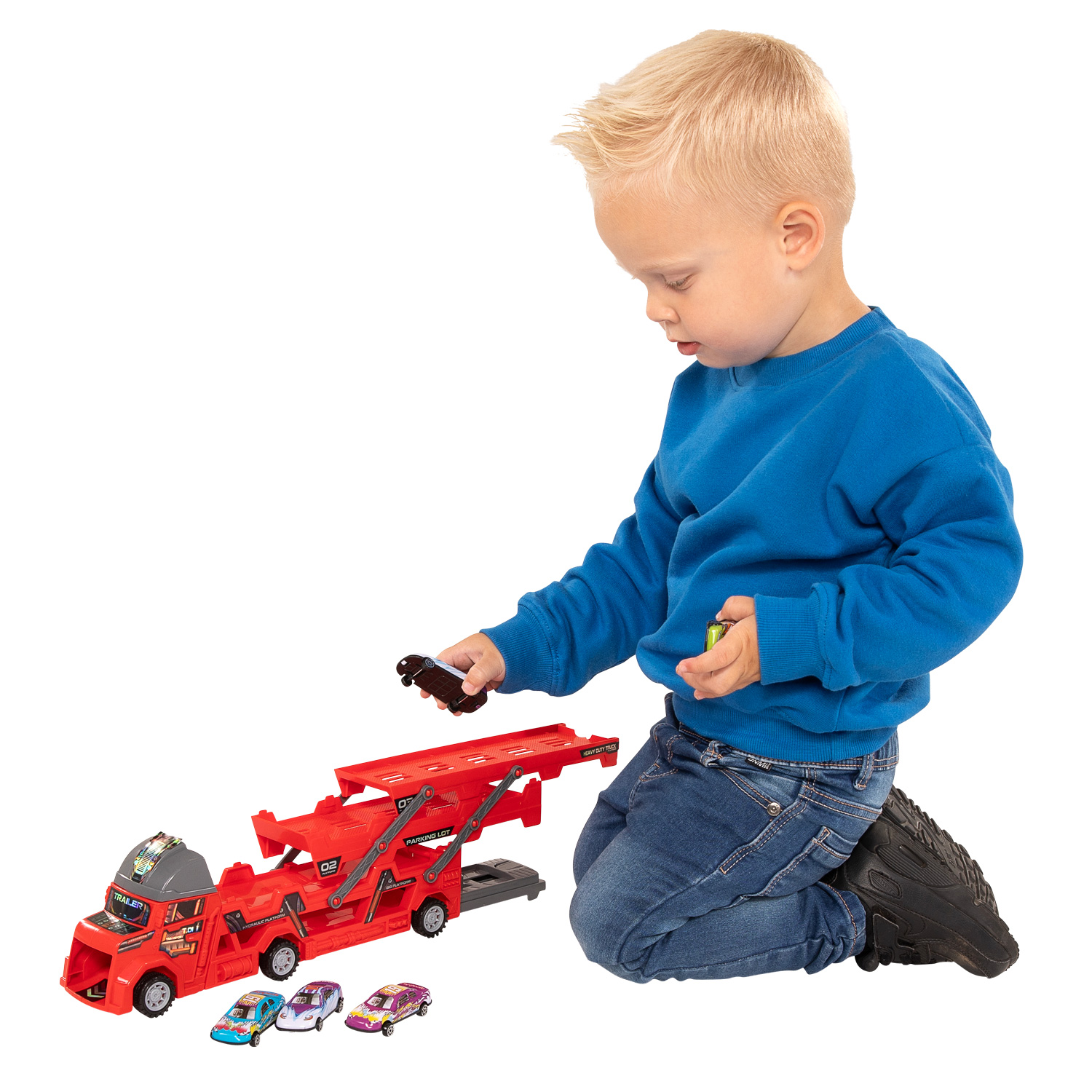 Uitklapbare Autotransporter met Afschietfunctie - Rood