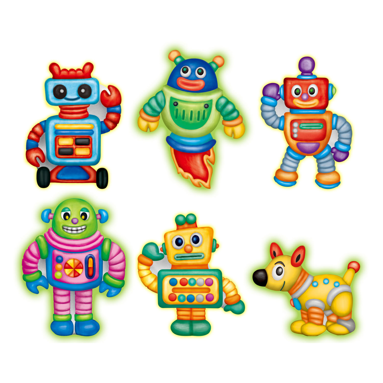 Gieten & Schilderen Glow in the Dark Robots