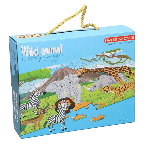 Vloerpuzzel Wilde Dieren Blauw, 100st.