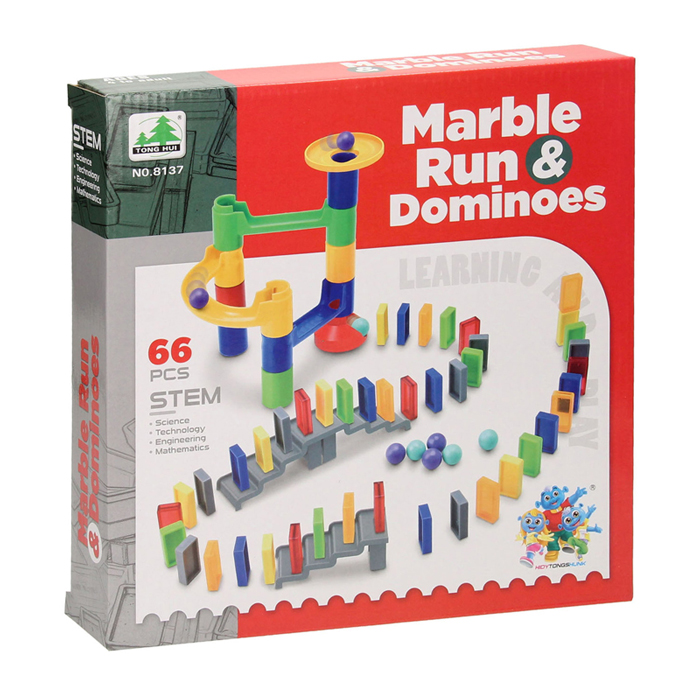 Piste de billes et jeu de dominos