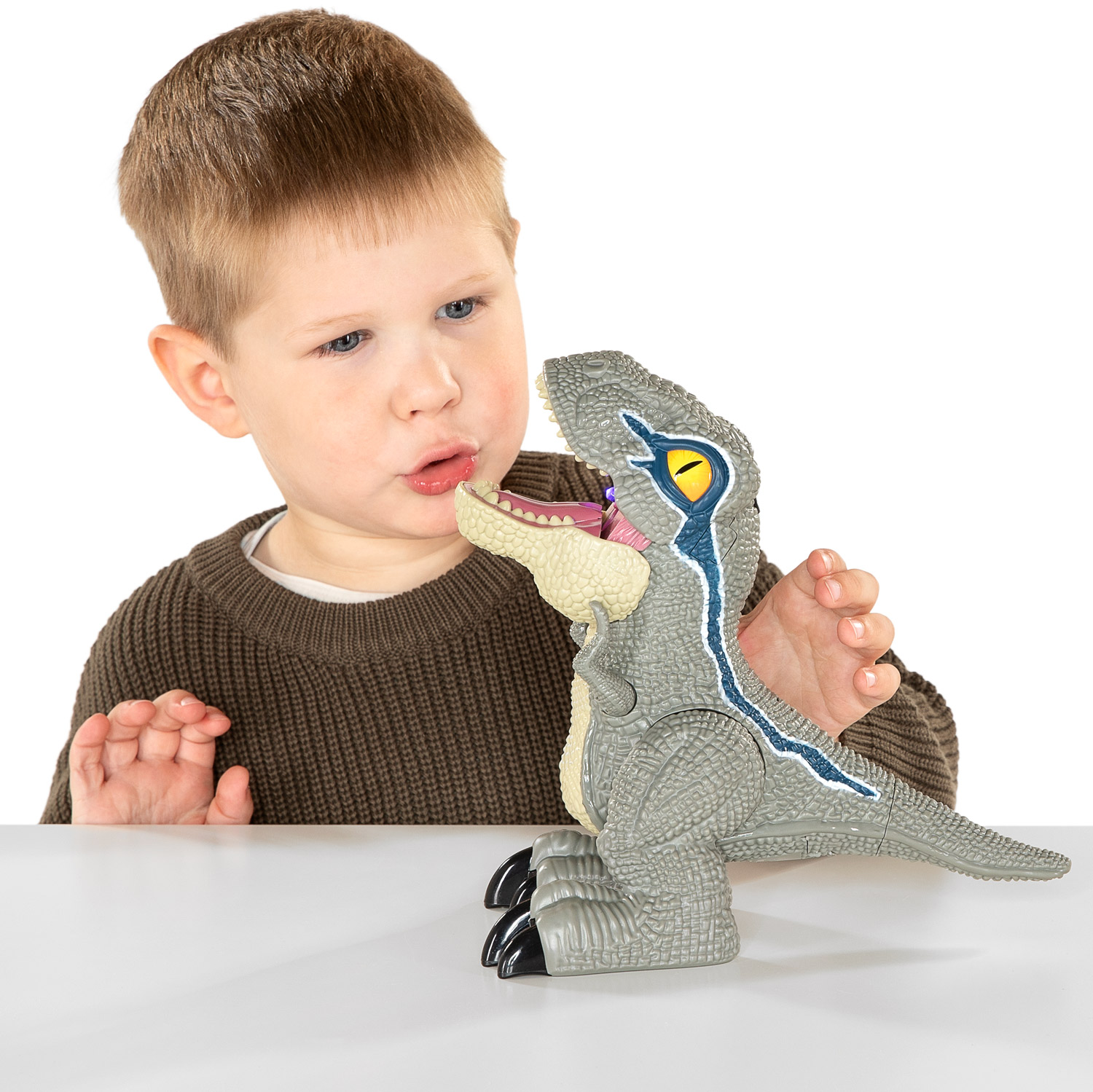 Dino avec fonction son et fumée gris