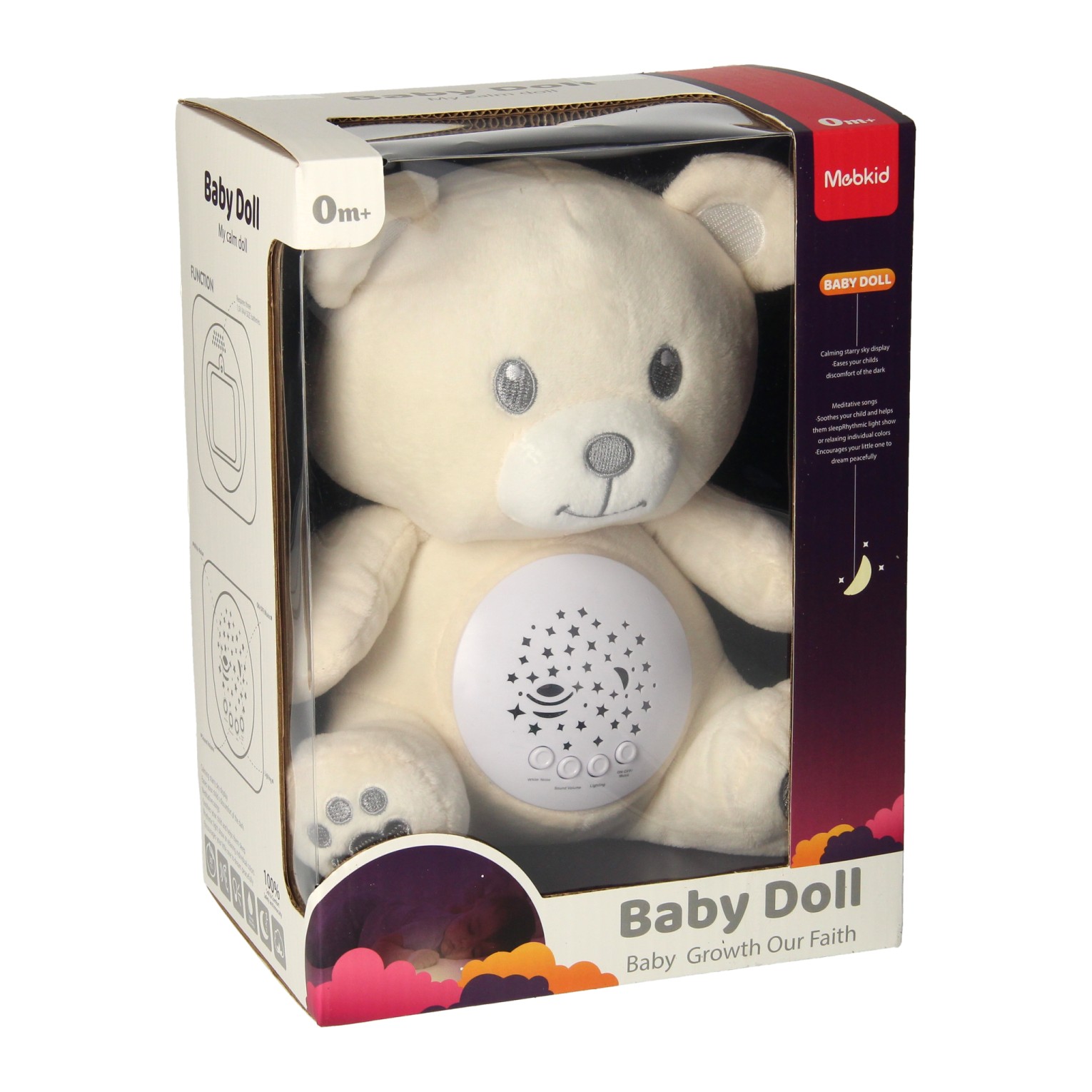 Lampe de nuit et mobile musical ours, 23 cm