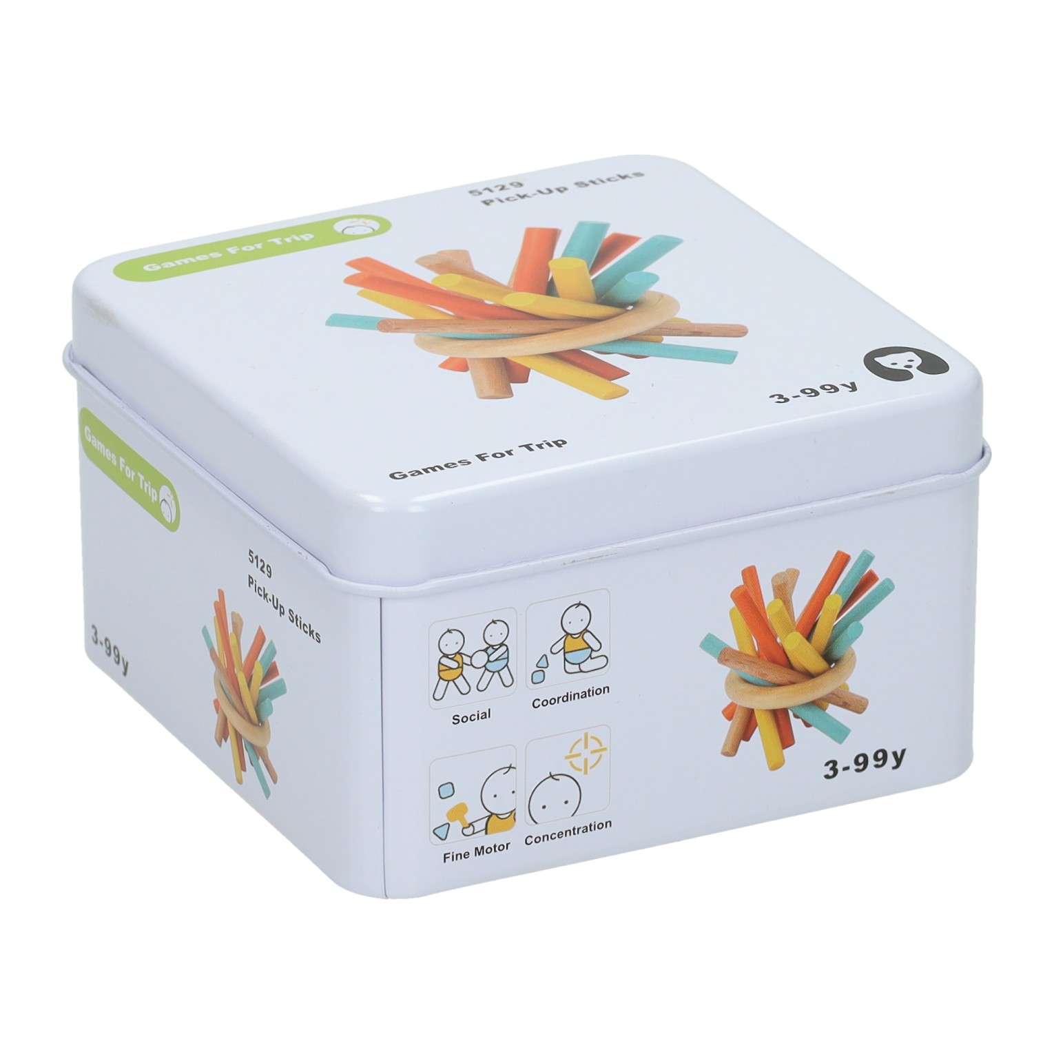 Houten Spelletje in Blikje - Ring Mikado