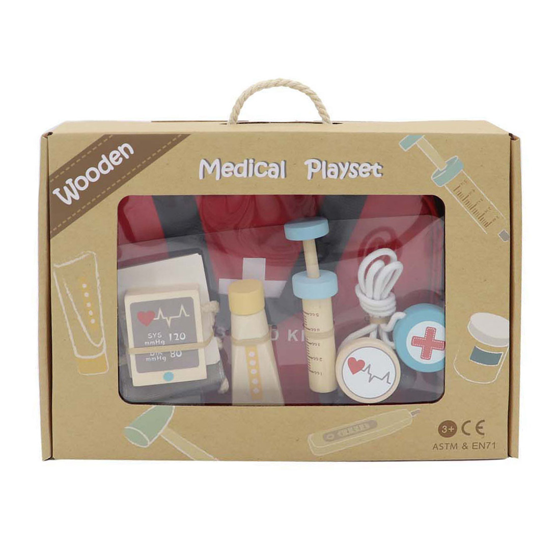 Coffret de jeu Docteur en bois dans un sac