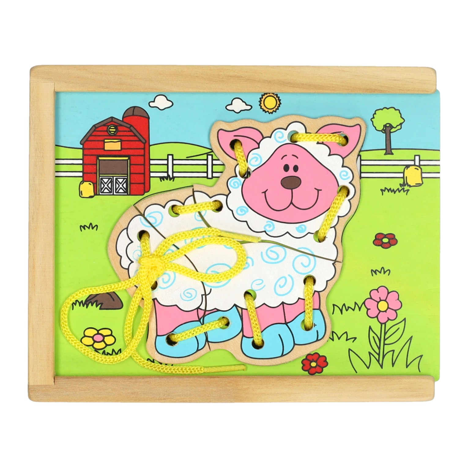 Houten Rijgpuzzel Boerderij, Set van 4