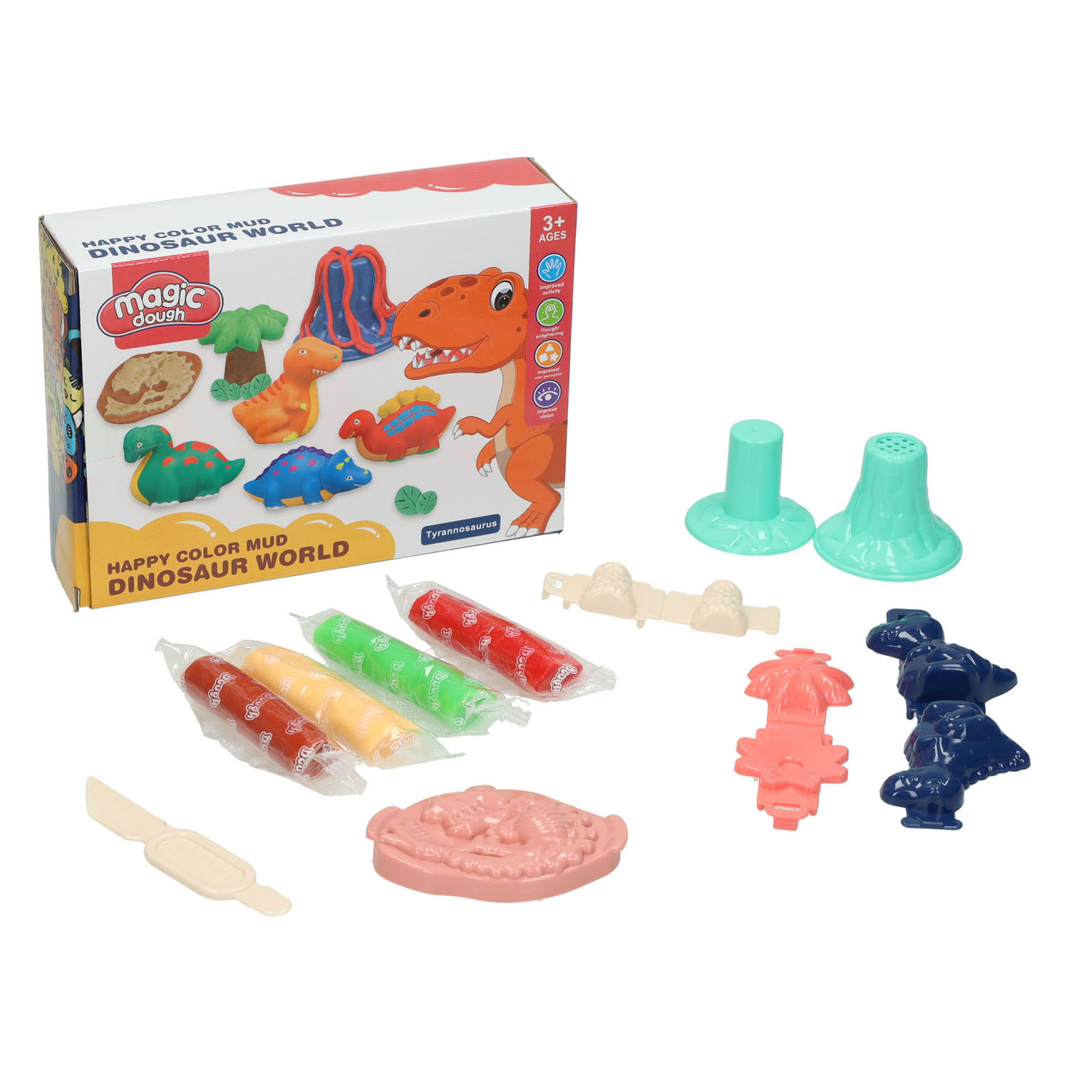 Kleiset Dinowereld - 4 Kleuren Klei