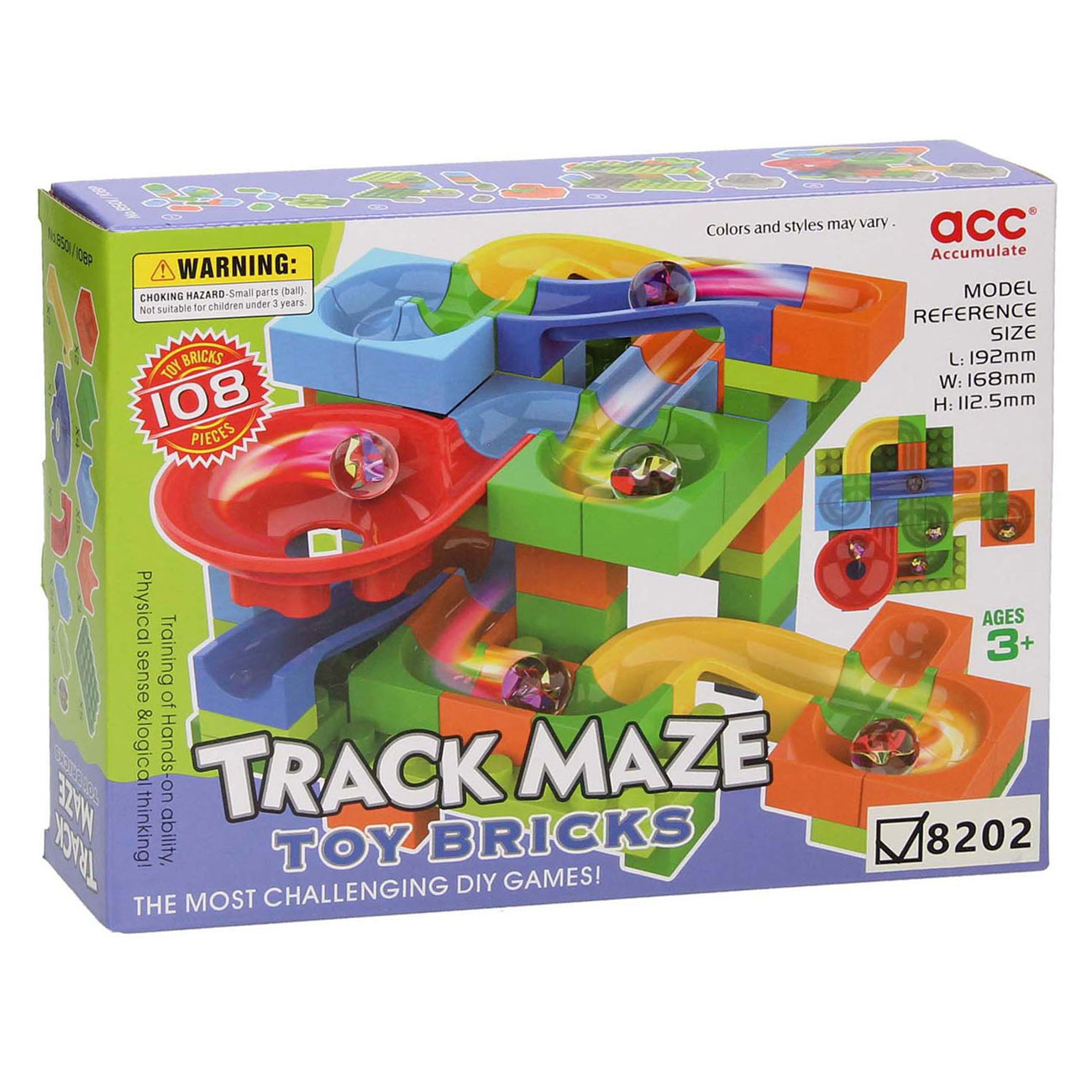 Track Maxe Blocs de construction Piste en marbre, 108 pcs.