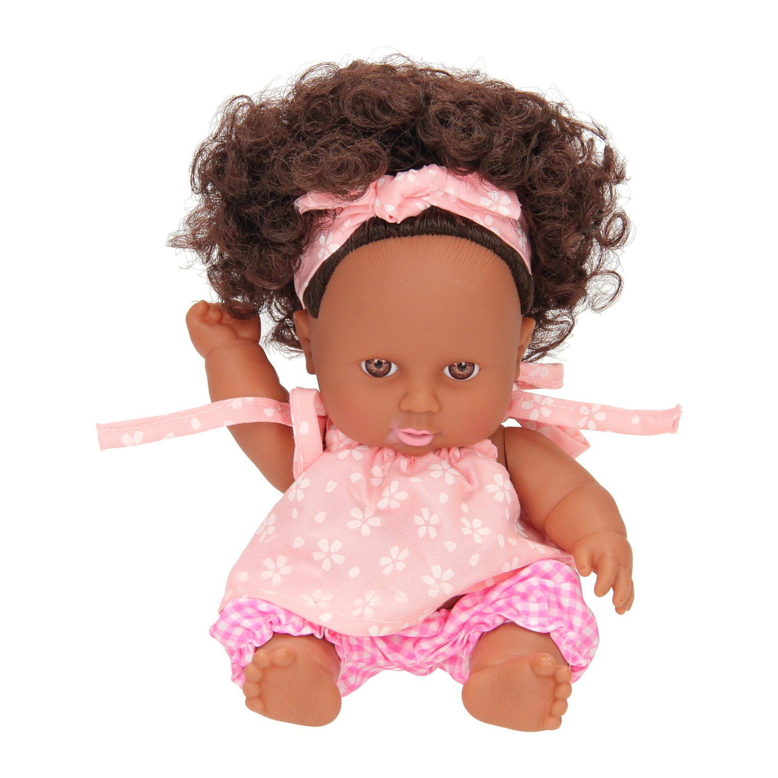 Babypuppe Locken mit Kleid, 22cm