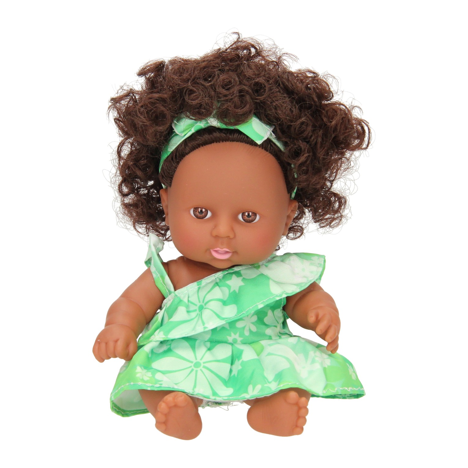 Babypuppe Locken mit Kleid, 22cm