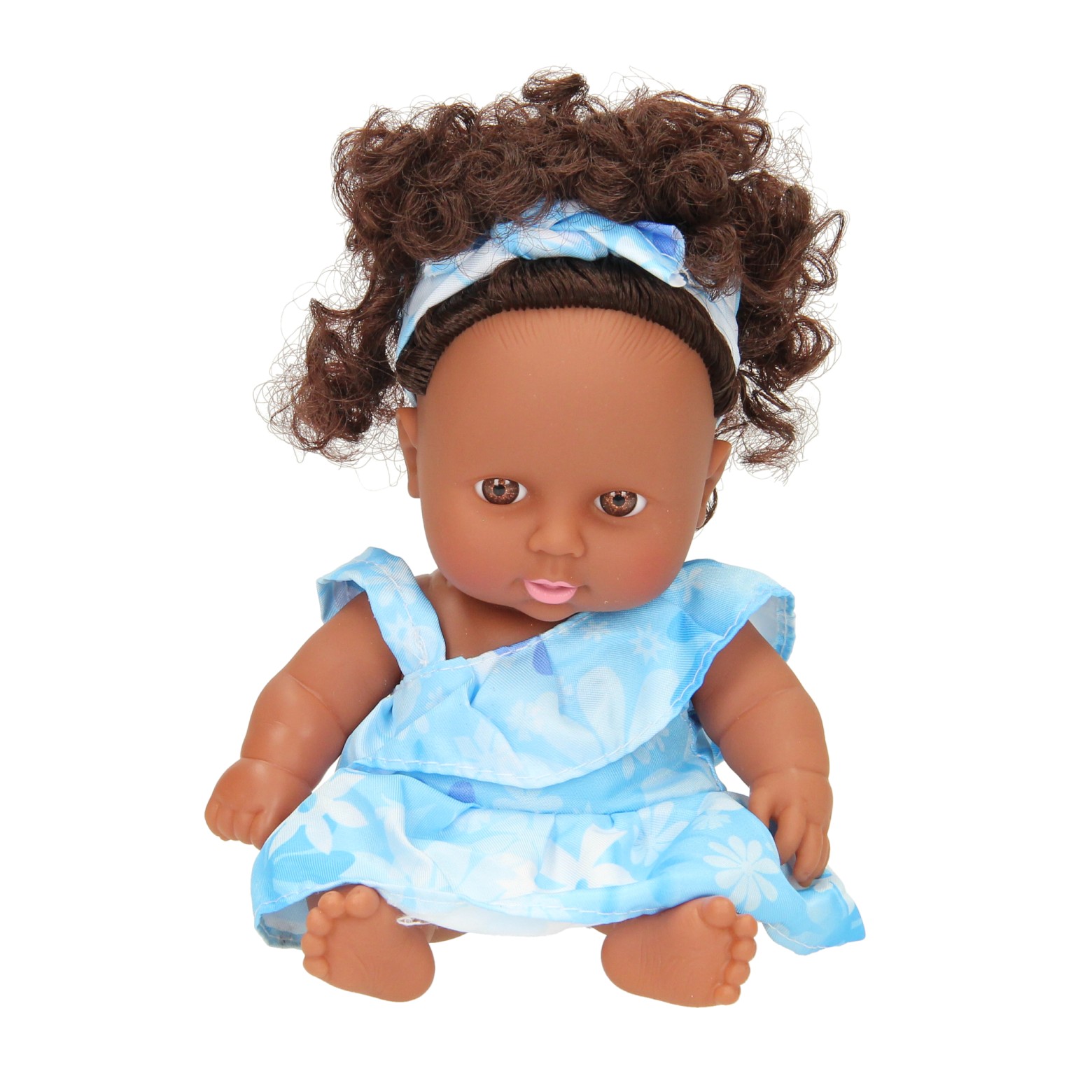 Babypuppe Locken mit Kleid, 22cm