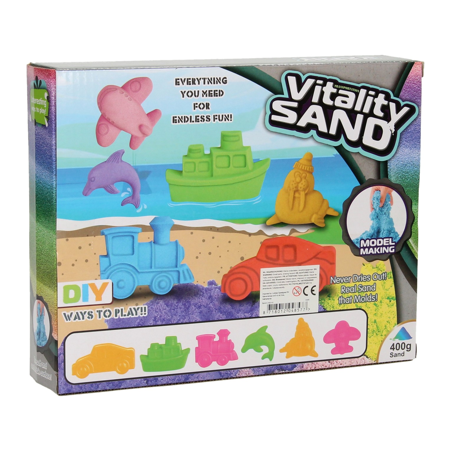 Speelzand Voertuigen en Dolfijn, 400gr