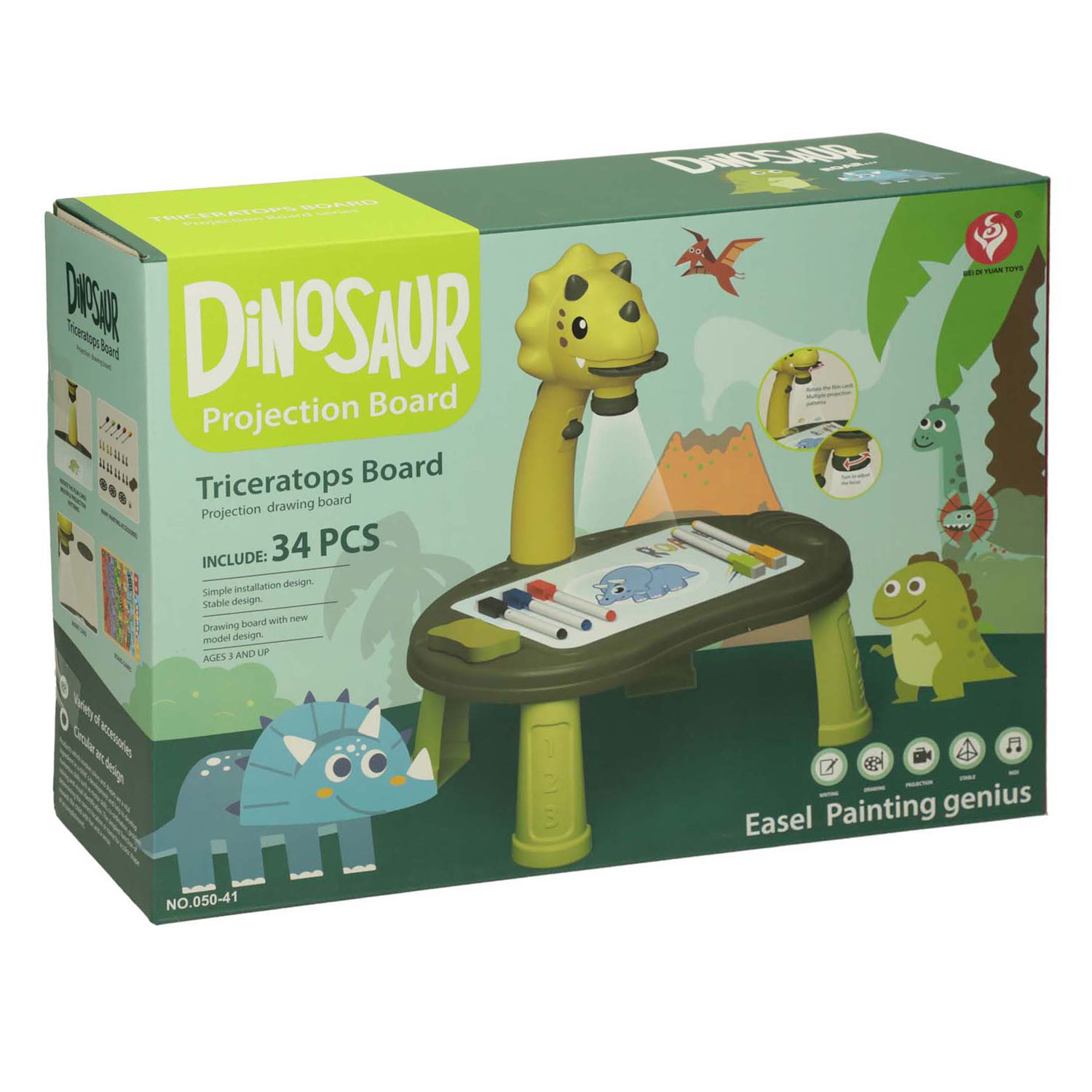 Table de projection de dessin Dino, 34 pcs.