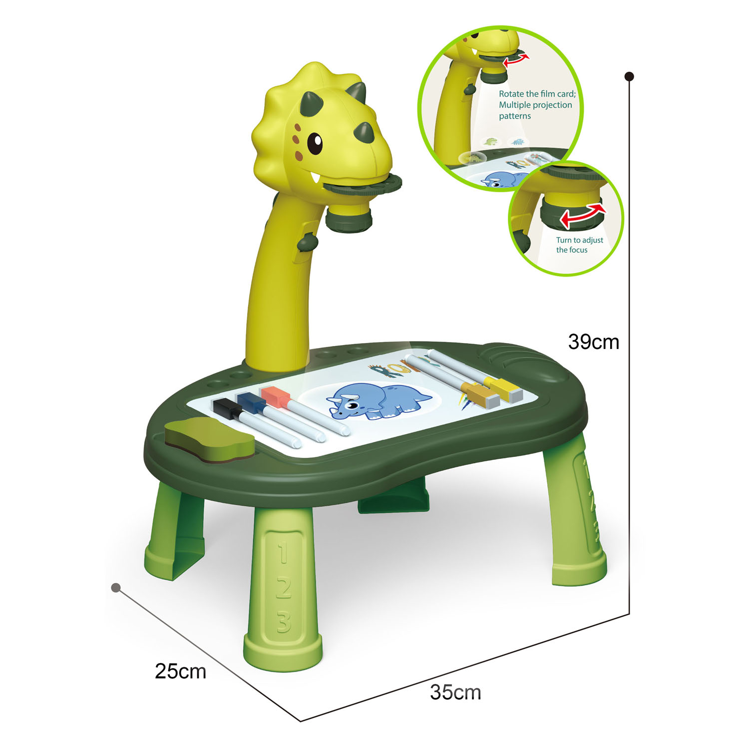 Table de projection de dessin Dino, 34 pcs.