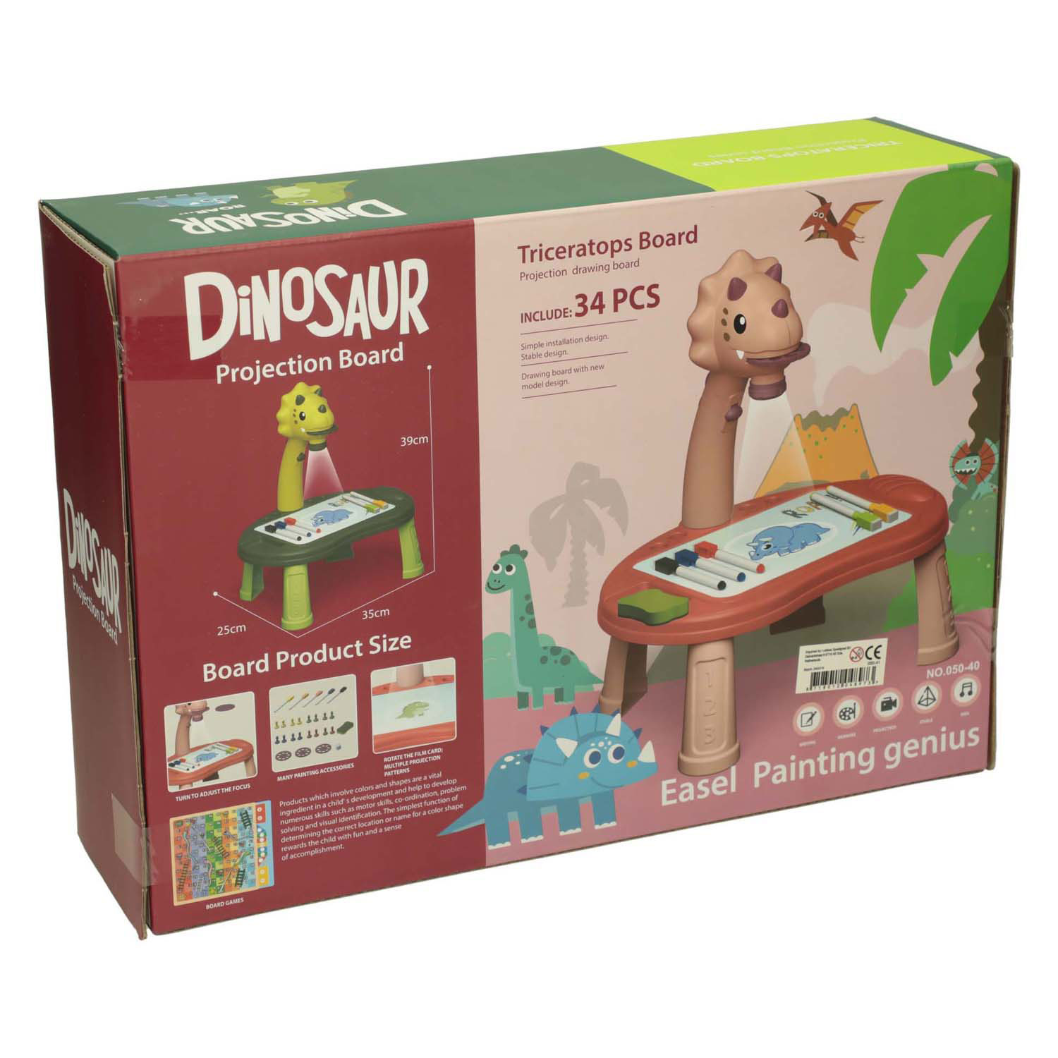 Table de projection de dessin Dino, 34 pcs.