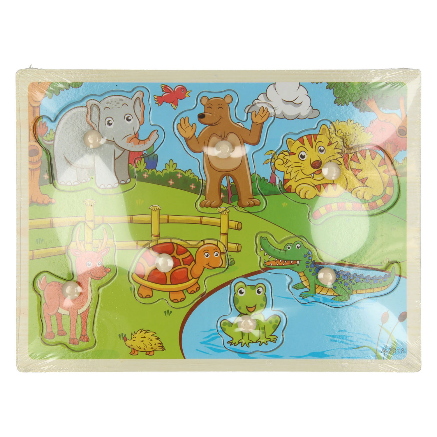 Puzzle à tiges en bois Animaux du zoo, 7 pcs.