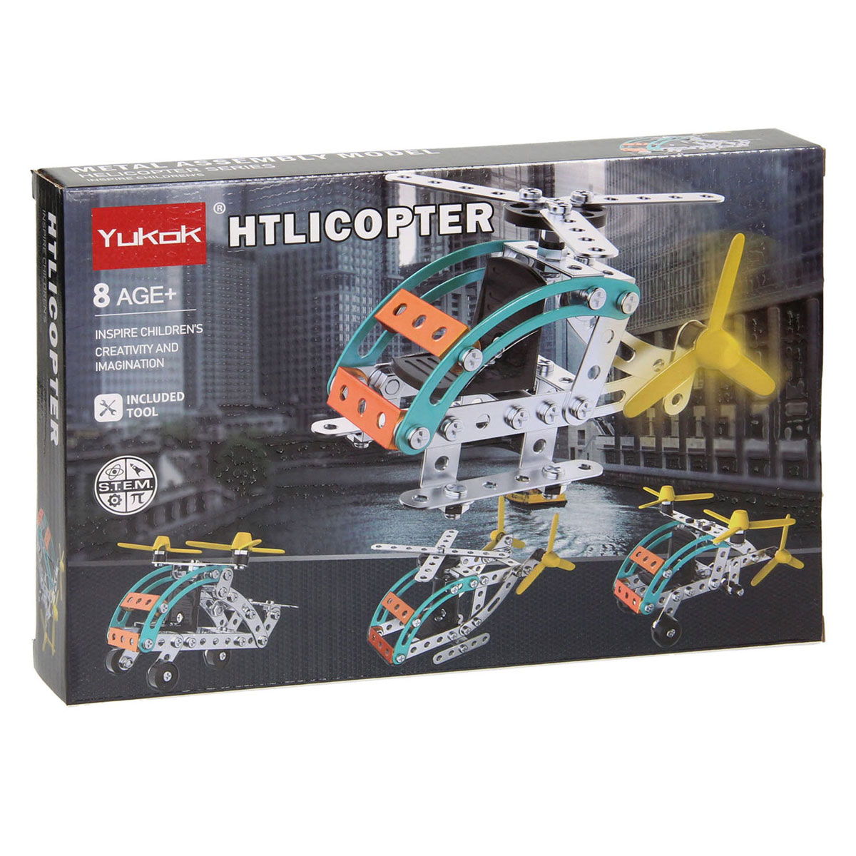 Kit de construction en métal hélicoptère, 106 pcs.