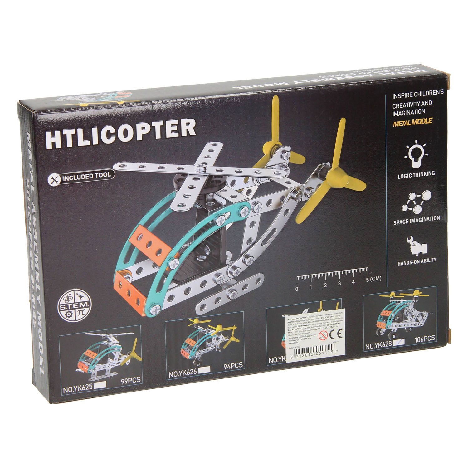 Kit de construction en métal hélicoptère, 106 pcs.