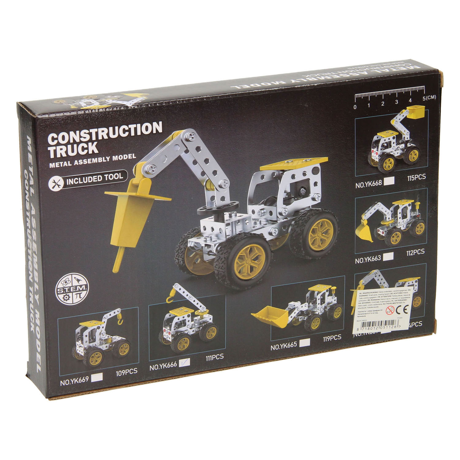 Kit de construction métallique camion avec bras à crochet, 111 pcs.