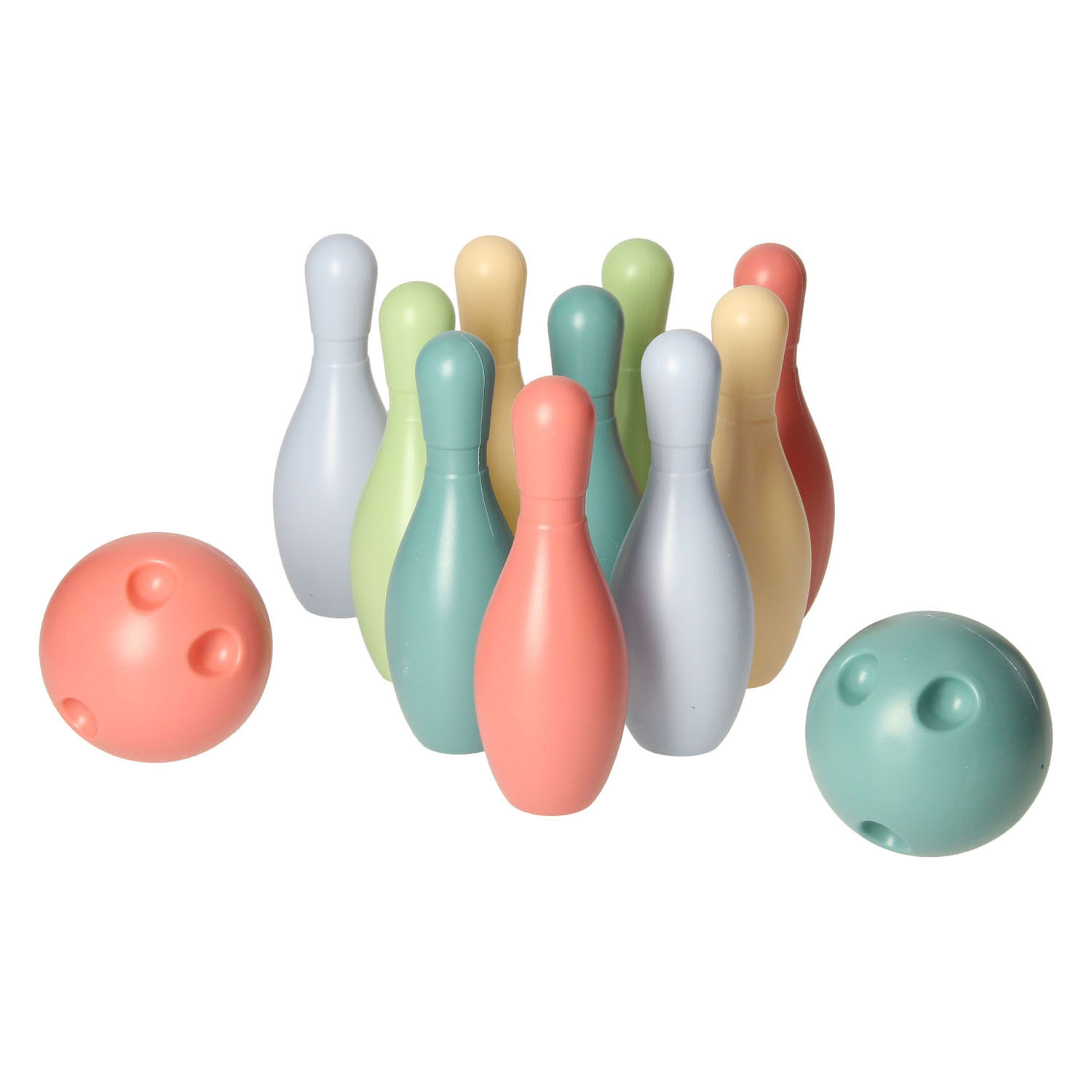 Bowlingset Pastel in Houder, 12dlg.