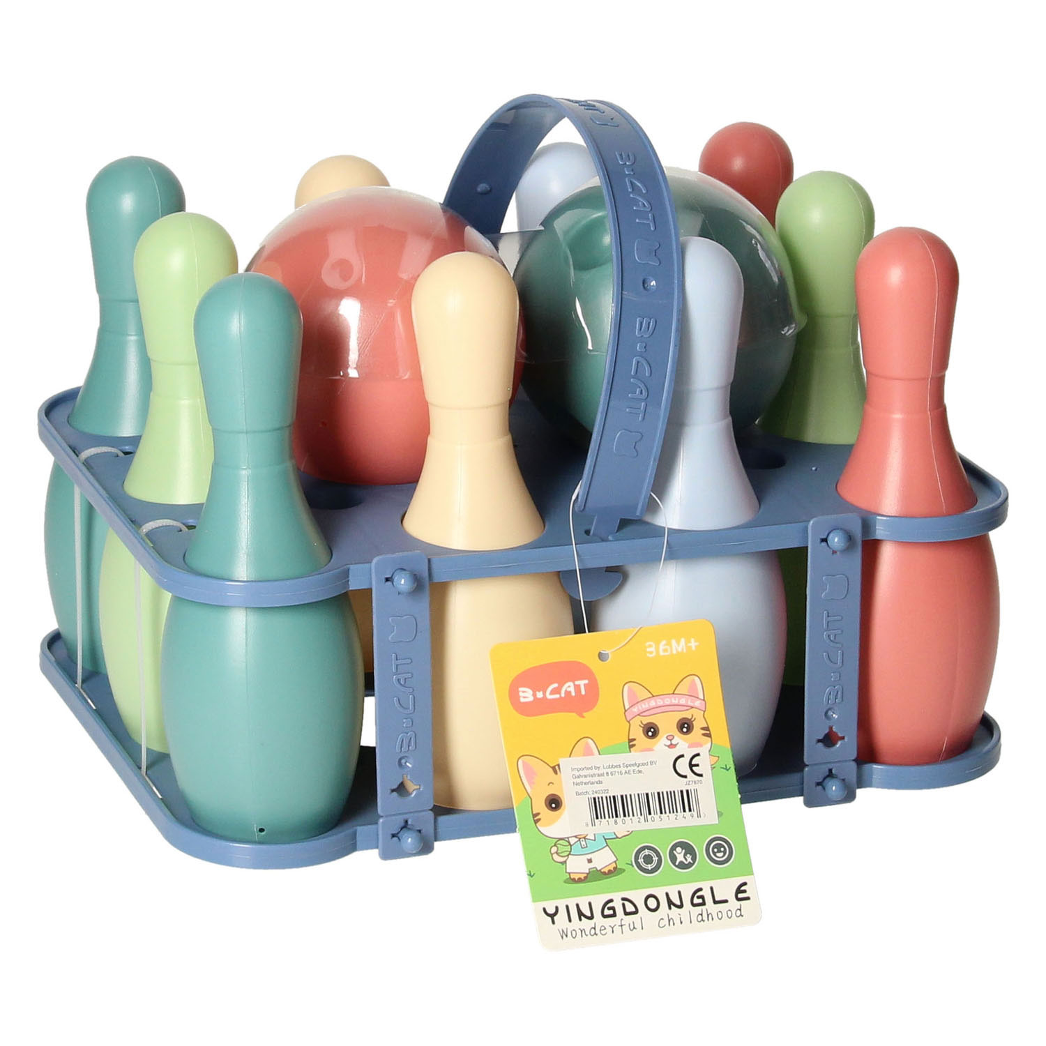 Bowlingset Pastel in Houder, 12dlg.