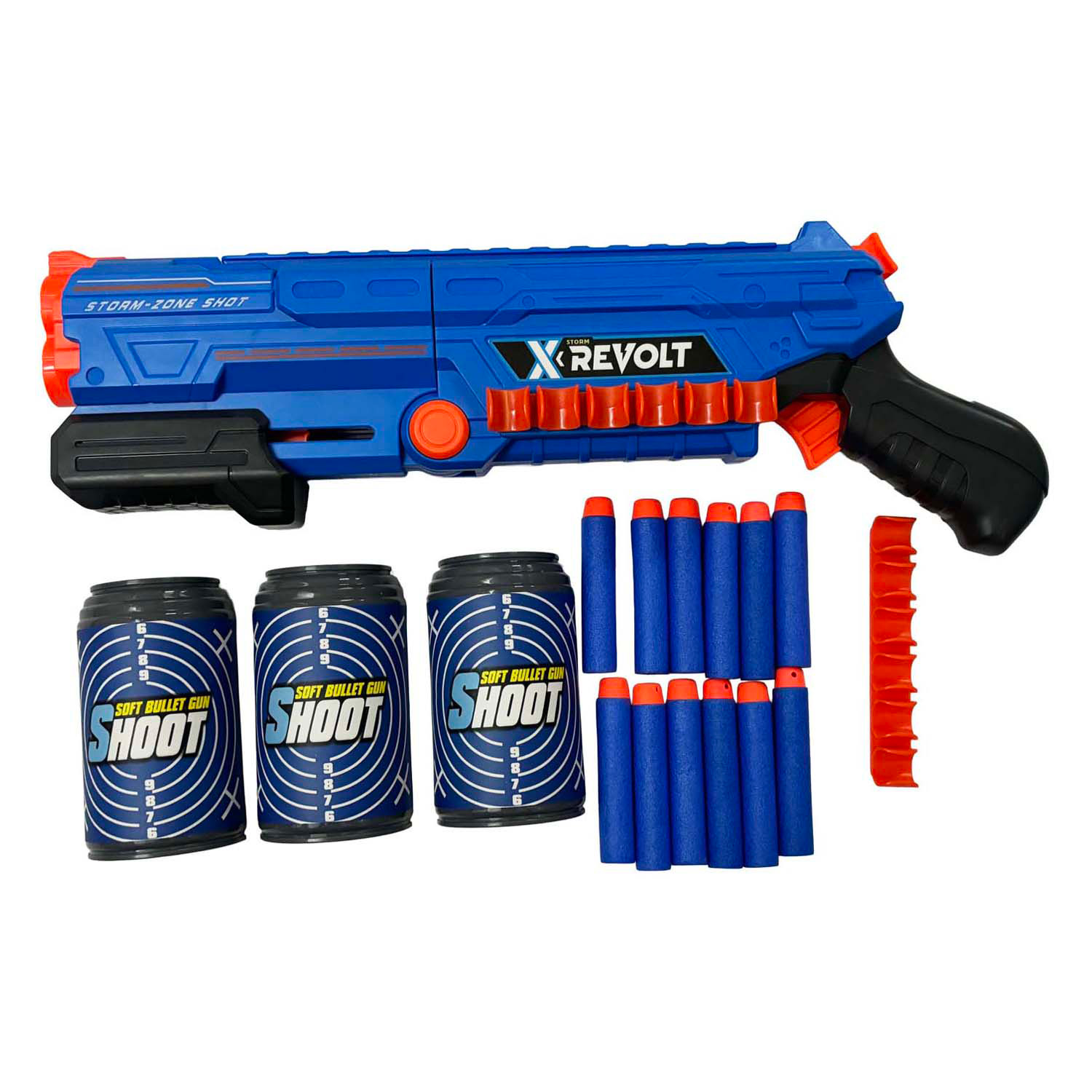 Shooter X Revolt - met 12 Zachte Pijlen en 3 Blikken
