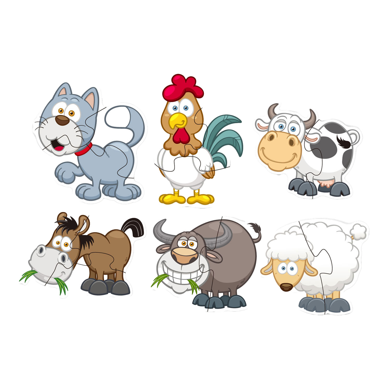 Ferme de puzzle assortie, 6 pcs.